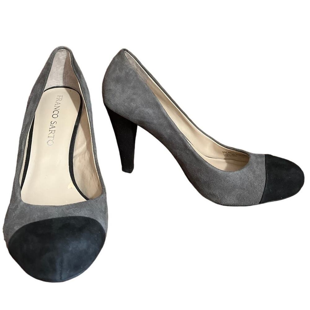 Franco Sarto two toned black and gray “Willa”  suede leather pumps size 6